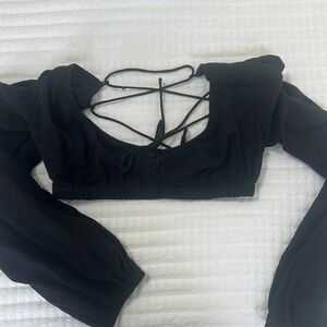 Black princess Polly tie back crop top
